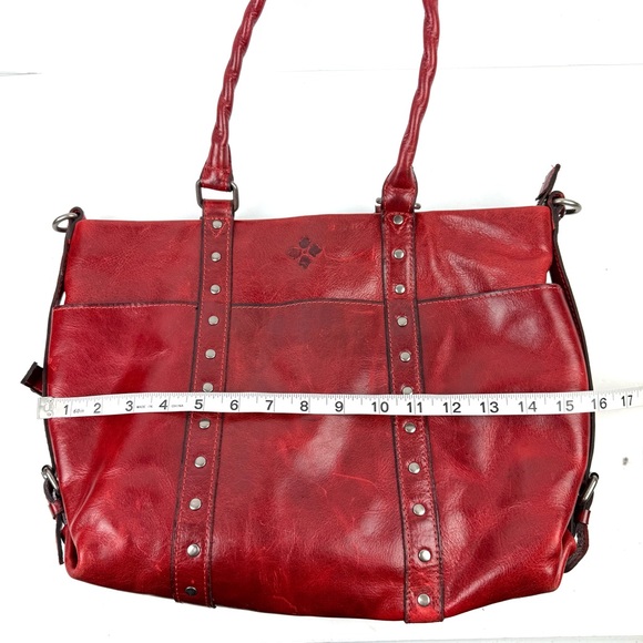Patricia Nash Carducci Ochre Handbag Distressed Red Leather Purse Long Strap - Picture 12 of 16